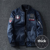 Winter Bomber Jacket Men Military Pilot Jacket Badge Fashion Double Side Wear Motorcycle Jacket Autumn Youth Men Clothing Pocket