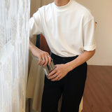 Men's wear summer fashion Solid Color Turtleneck Short Sleeve Tee for men and women korean style casual tops