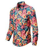 Mens Floral Shirts Vintage Printed Camisa Social Longs Sleeve Shirt Fashion Men Dress Camisa Social Masculina Streetwear