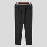 Foesce New Men's High Waist Long Pants Pleated Trouser Solid Color Comeforbable Leisure Baggy Fashionable Suits Pantalons