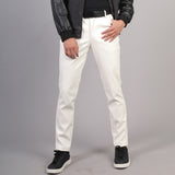 Spring Summer Moto Skinny Elastic Faux Leather Pants Men Black Gold White Thin PU Leather Trousers Brand Men Clothing