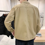 Foesce Large Size Jackets Men Basic Soft Letter Pockets Autumn Wind Breaker Turn-down Collar Teenagers S-4XL Cargo Outwear Hombre Chic