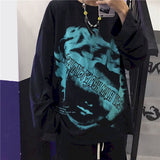 Spring Oversized Tshirt Women T Shirt Couple Korean High Street Letter Print Loose Long-sleeved T-shirt Top Gothic Punk Clothes