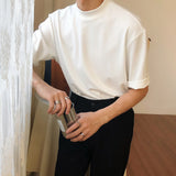 Men's wear summer fashion Solid Color Turtleneck Short Sleeve Tee for men and women korean style casual tops