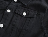 Foesce New Men's Fashion Casual Black Hooded Sleeveless Vest Denim Vest Jacket Street Punk Style Denim Vest Multiple Size Options M-6XL