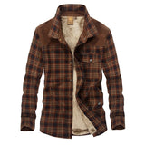 Winter Jacket Men Fleece Warm Jacket Shirts Coat Pure Cotton Plaid Hooded Jackets Coats Single Breasted chaquetas hombre M-XXXL
