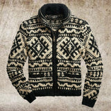 Cardigan Male Jacquard Knitted High Street Turtleneck Men's Jacket Long Sleeve Casual Loose Zip Up Thick Warm Knitwear