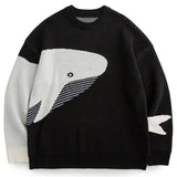 Lonely Whale Knitted Sweaters Spring Autumn Sweater Pullover Men Women Jumpers Harajuku Knitwear Outwear Streetwear Tops
