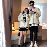 Women Fashion Patchwork Couple Casual Preppy Style Popular Ulzzang Design Simple Daily Chic Comfortable Basic Retro