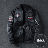 Winter Bomber Jacket Men Military Pilot Jacket Badge Fashion Double Side Wear Motorcycle Jacket Autumn Youth Men Clothing Pocket