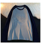 Long-sleeved T-shirt Men Women Extra Large Size Academy Vintage Niche Aesthetic Top Simple Stitching Personality Lover Shirt