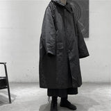 Foesce Men's Medium And Long Cotton Windbreaker Black Coat Windbreaker Fashion New Winter Cotton Jacket