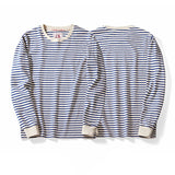 Autumn New Heavy Weight Long Sleeve Tshirt Men Cotton Round Neck Stripe Knited T Shirt Men Retro Casual Streetwear Tops Oversize
