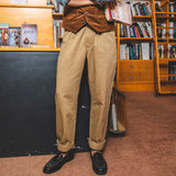 Foesce Red Tornado Vintage Style British Gurkha Pants Pleated Men Smart Casual Trousers