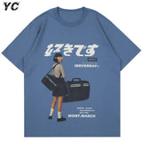 Hip Hop Streetwear Harajuku T Shirt Girl Japanese Kanji Print Tshirt Summer Mens Short Sleeve Cotton Oversized T-Shirt