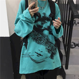 Spring Oversized Tshirt Women T Shirt Couple Korean High Street Letter Print Loose Long-sleeved T-shirt Top Gothic Punk Clothes
