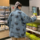 Men Jean Jacket Spring and Autumn Ins Tide Brand Korean Version of The Trend of Loose Teenagers Versatile Lapel Jacket Coat