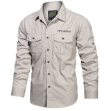 Cotton Casual Shirt Men Oversize Loose Long Sleeve Cargo Shirts Men's Clothing High Quality Solid Tooling Shirt 6XL