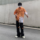High Street Loose Jeans Zipper Slit Flared Pants Men's Pants Casual Black Denim Pants Stacked Jeans  Men Jeans Pants