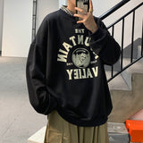 Korean Men's Oversized Sweatshirts Graphic Printed Man  Casual Hoodies Winter Fleece Male Loose Pullovers Tops