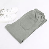 Cotton Linen Men Trousers Casual Work wear Pants Office Summer Thin Elastic waist Business Full-length Trousers