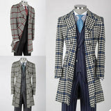 Woolen Men Suit Long Plaid Check Overcoat Bussiness Office Party Prom Blazer Tailor Made Formal Causal Costume Homme