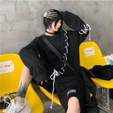 Foesce Idopy Japanese Fashion Men`s Street Style Lace Hoodie Punk Loose Fit Pullover Designer Colorful Hip Hop Sweatshirts