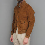 Suede Jacket Solid Color Single Breasted Stand Collar Retro Tooling Jacket Steampunk Clothing Plus Size for Men Grooms Jacket