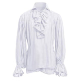 Foesce New Medieval Renaissance Lacing Up Shirt Bandage Tops For Adut Men Larp Vintage Costume Fluffy Long Sleeve For Male pants Belt