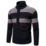 Foesce New Autumn Winter Cardigan Men Sweaters Jackets Coats Fashion Striped Knitted Cardigan Slim Fit Sweaters Coat Mens Clothing