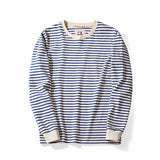 Autumn New Heavy Weight Long Sleeve Tshirt Men Cotton Round Neck Stripe Knited T Shirt Men Retro Casual Streetwear Tops Oversize