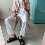 Foesce Pleated Straight Pants Men's Fashion Elastic Waist Casual Pants Men Streetwear Loose Ice Silk Trousers Mens Wide Leg Pants S-2XL