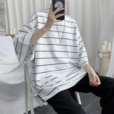Summer Striped T Shirt Men's Fashion Casual Loose Short-sleeved T-shirt Men Streetwear Wild Hip-hop Tshirt Mens Tops M-2XL