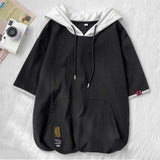 Summer Men's Ice Silk Short-sleeved Hooded Sweatshirt Loose Pullover Top Male Streetwear Hoodie Sudaderas Con Capucha