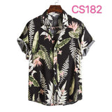Fashion Dot Mens Hawaiian Beach Shirts  Summer New Short Sleeve Floral Print Tropical Aloha Shirts Holiday Vacation Clothing