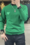 Autumn Winter Casual Men's Sweater Long Sleeve Slim Knitted Pullovers Fashion Contrast Crew Neck Knitted Pullover Men Clothing