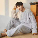 Men's Flannel Winter Thick Warm Long Sleeve Pijama Coral Velvet Sleepwear Suit Pyjamas Lounge Homewear Home Clothes