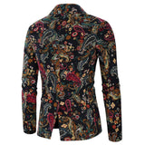 Fashion Men Slim fit Casual Blazers Men Nation Style 3D Flower Printed Long Sleeve Mens Suits Casual Lapel Party Club Tuxedo