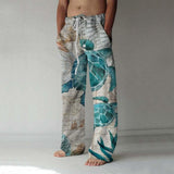 Turtle Flowers Skull 3D All Over Print Full Length Wide Leg Pants Hipster Fashion Streetwear US Size Sweatpants Men Clothing