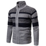 Foesce New Autumn Winter Cardigan Men Sweaters Jackets Coats Fashion Striped Knitted Cardigan Slim Fit Sweaters Coat Mens Clothing