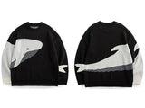 Lonely Whale Knitted Sweaters Spring Autumn Sweater Pullover Men Women Jumpers Harajuku Knitwear Outwear Streetwear Tops