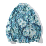 Streetwear Shirts Graffiti Daisy Flower Painting Print Blouse Hip Hop Harajuku Fashion Loose Long Sleeve Casual Tops