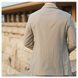 Stripe Suit Men Versatile Fashion Gentleman's Double Breasted Italian Lapel Coat Formal Wedding Groom Business Men Tuxedo Suit