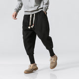 Foesce Korean Fashion Men Casual Harem Pants Japanese Streetwear Cotton Linen Trousers Chinese Kung Fu Tai Chi Uniform Sport Sweatpants