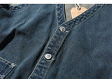 Foesce Retro Denim Vest Men Sleeveless Cargo Jacket  Harajuku Style Tooling Jean Jacket Cowboy Fashion Wasitcoat Men'S Clothing