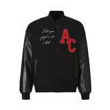 Foesce Letter Embroidery Woman Jacket Retro Street Stitching Coat Women Loose Casual Hit Color Baseball Uniform Women Jackets Clothes