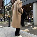 Winter Long Woolen Coat Men Warm Fashion Casual Thick Woolen Coat Men Korean Style Loose Oversized Woolen Coat Mens Overcoat