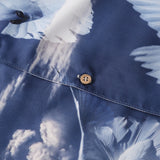Summer Short Sleeve Shirts Men Free Peace Dove Full Print Tshirts Harajuku Streetwear Hawaii Beach Button Down Shirts