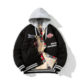 Streetwear Winter Jacket Men Women Hip Hop Letter Basketball Jacket Casual Varsity Jacket Men Cartoon Anime Couple Male Two Side