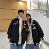 Streetwear Winter Jacket Men Women Hip Hop Letter Basketball Jacket Casual Varsity Jacket Men Cartoon Anime Couple Male Two Side